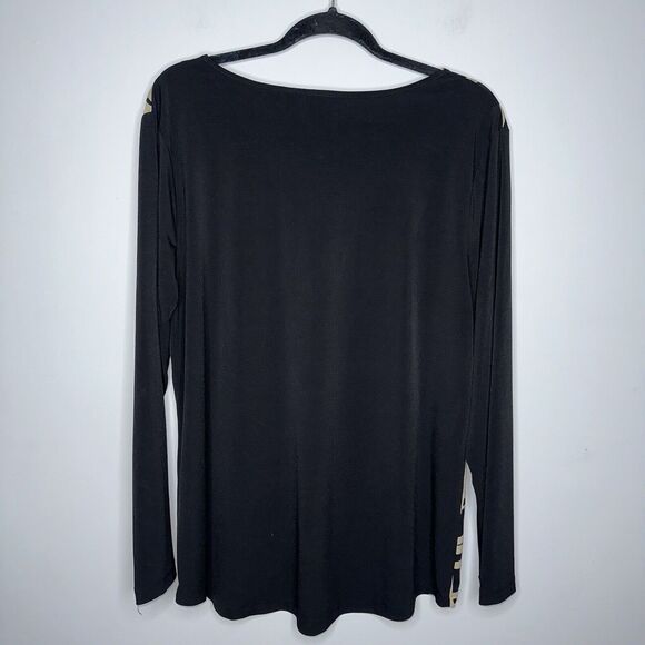 Chico’s Women’s Abstract Printed Long Sleeve Top Black Brown Size 3 (XL) - Picture 3 of 4